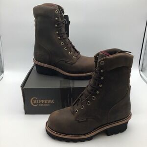 Chippewa 59405 Super DNA Tan 9" Waterproof Steel Toe Logger Boots Size 8 EEE New